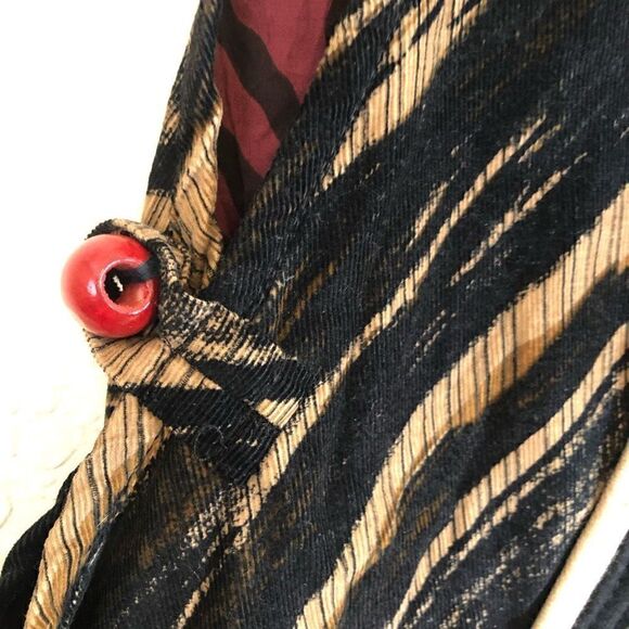 Fun Lagenlook, Artistic, Black & Tan Corduroy Appliqué Tunic Top/Vest Size M - Picture 8 of 13